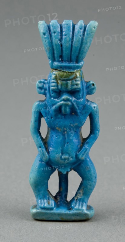 Amulet of Bes, Third Intermediate Period, Dynasty 21–25 (1070–656 BC), Egyptian, Egypt, Faience, 7.5 × 2.75 × 1 cm (3 × 1 1/16 × 3/8 in.) (whole)
