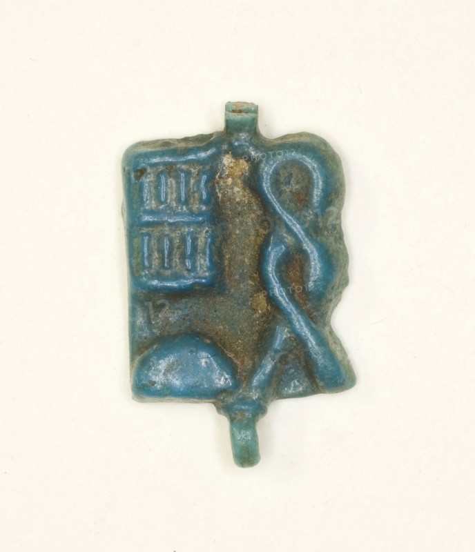 Plaque Amulet with the Name of the God Ptah, Third Intermediate Period, Dynasty 21–25 (1070–656 BC), Egyptian, Egypt, Faience, 1.5 × 1 × 0.2 cm (9/16 × 3/8 × 1/16 in.)