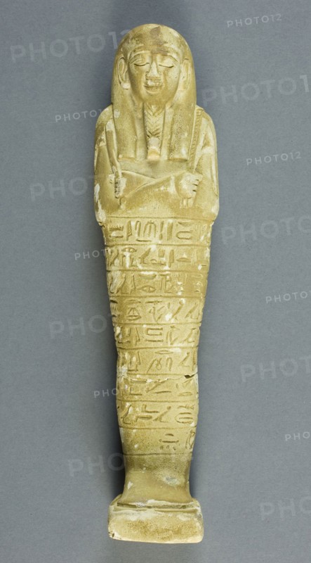 Shabti of Psamtek, Late Period, Dynasty 26–31 (664–332 BC), Egyptian, Saqqara, Egypt, Faience, 19.5 × 5 × 4 cm (7 5/8 × 2 × 1 9/16 in.)