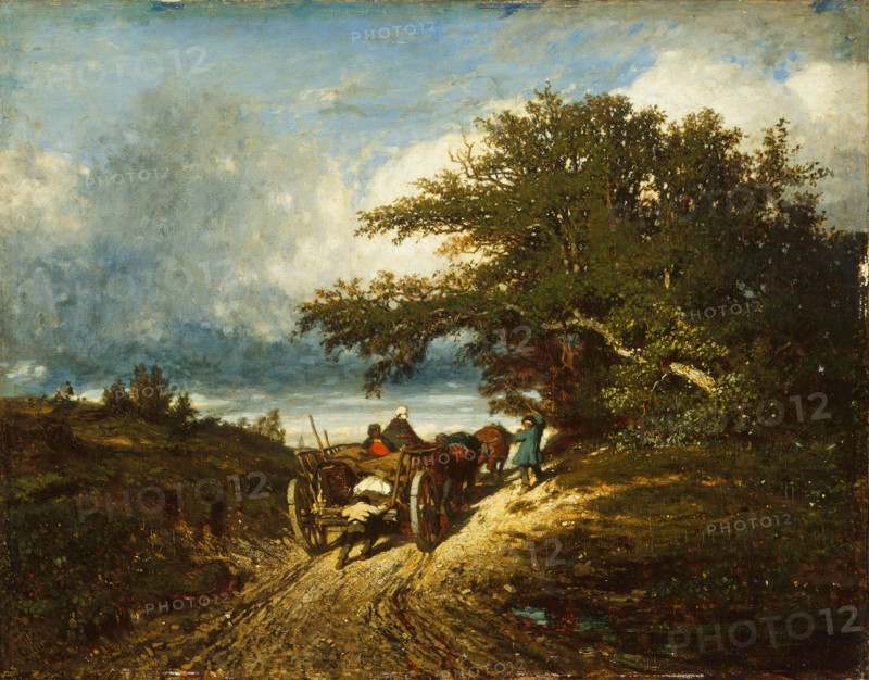 On the Road, 1856, Jules Dupré, French, 1811-1889, France, Oil on canvas, 39.4 × 50.8 cm (15 1/2 × 20 in.)