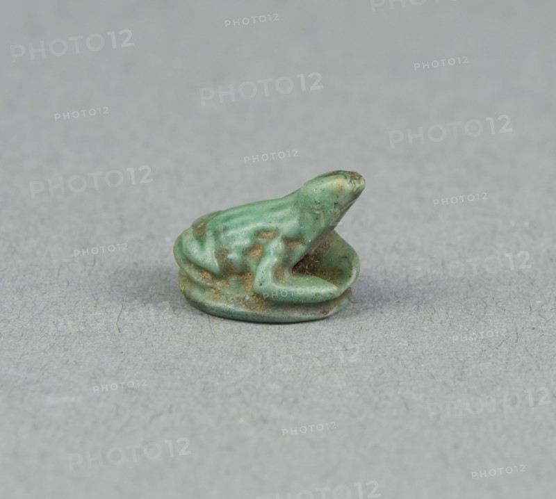 Scaraboid of a Frog, Ankh Sign on Underside, New Kingdom, Dynasty 18 (about 1550–1295 BC), Egyptian, Egypt, Faience, 1 × 1.3 × 1 cm (3/8 × 1/2 × 3/8 in.)