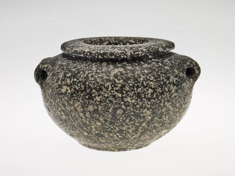 Vessel with Lug Handles, Predynastic Period/Old Kingdom (about 4000–2250 BC), Egyptian, Egypt, Stone, 10.4 × 16 × 14.9 cm (4 1/8 × 6 3/8 × 5 7/8 in.)