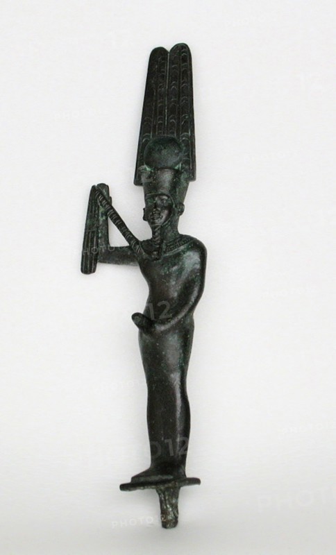 Statuette of the God Min, Late Period, Dynasties 26–31 (664–332 BC), Egyptian, Egypt, Bronze, 20.3 × 5.7 × 3.8 cm (8 × 2 1/4 × 1 1/2 in.)