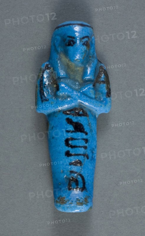 Shabti of Tchenetipet, Third Intermediate Period, Dynasty 21 (1069 BC–945 BC), Egyptian, Thebes, Deir el-Bahri, Egypt, Faience, 7.75 × 3 × 1.5 cm (3 × 1 3/16 × 1 3/16 in.)