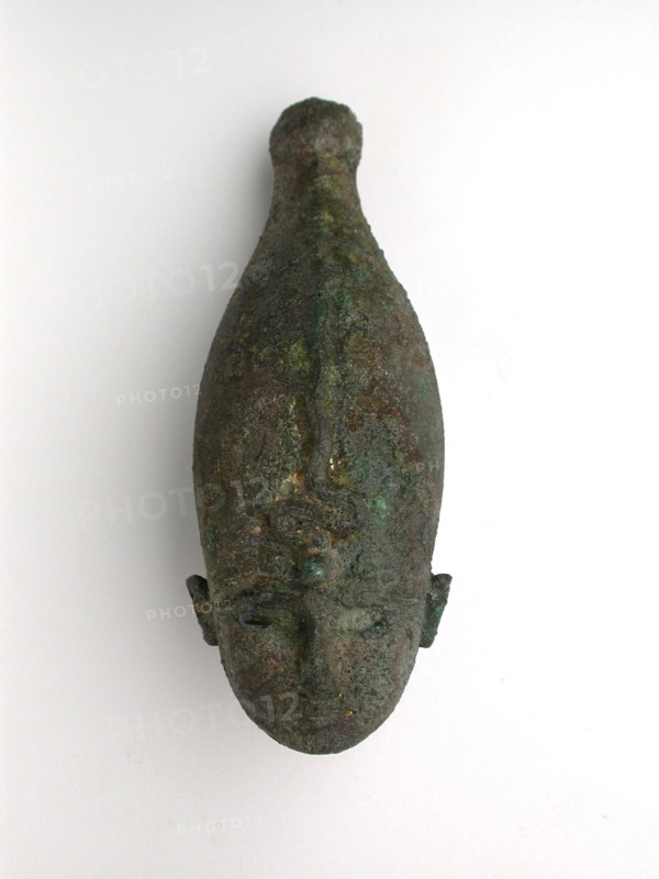 Head of the God Osiris, Third Intermediate Period (about 1069–664 BC), Egyptian, Egypt, Bronze, 15.9 × 6 × 8.6 cm (6 1/4 × 2 3/8 × 3 3/8 in.)