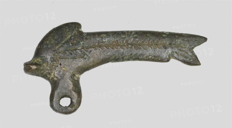 Amulet of a Shilbe Fish, Late Period, Dynasty 26–31 (664–332 BC), Egyptian, Egypt, Bronze, 3.5 × 1.9 × 0.3 cm (1 3/8 × 3/4 × 1/8 in.)
