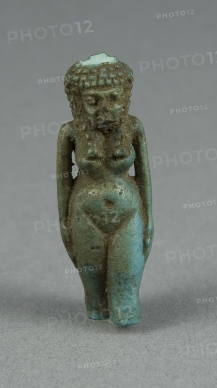 Amulet of an Unidentified Goddess (?), Ptolemaic Period (?) (4th–1st century BC), Egyptian, Egypt, Faience, 3.8 × 1.3 × 1.3 cm (1 1/2 × 1/2 × 1/2 in.)
