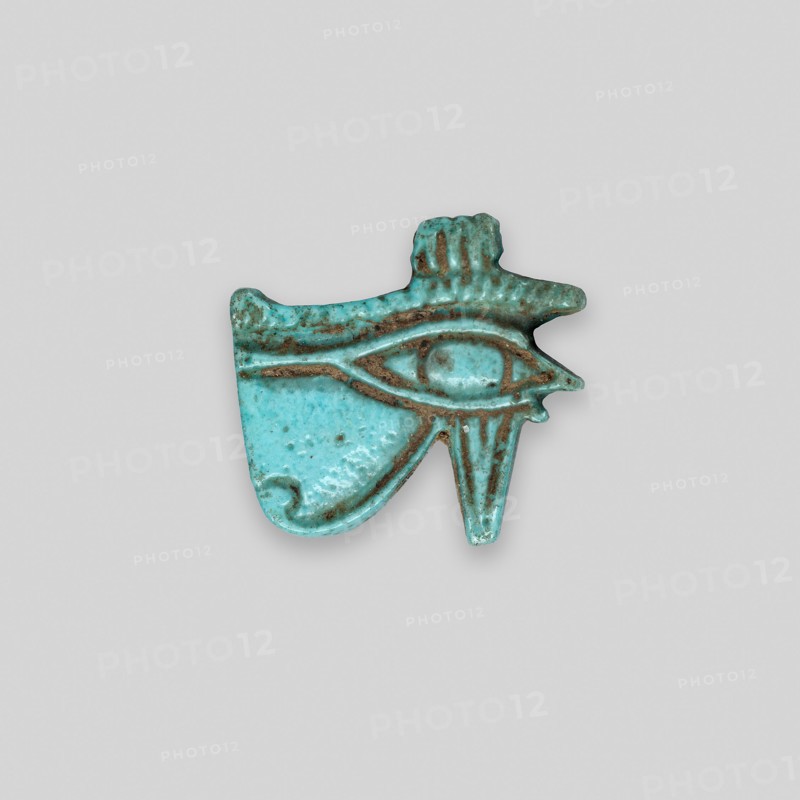 Amulet of the Eye of the God Horus (Wedjat), Ptolemaic Period (305–30 BC), Egyptian, Egypt, Faience, 1.6 × 1.7 × 0.5 cm (5/8 × 5/8 × 1/4 in.)
