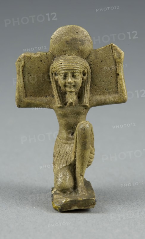 Amulet of the God Shu, Saite Period (664–525 BC), Egyptian, Egypt, Faience, 5.7 × 3.8 × 2.2 cm (2 1/4 × 1 1/2 × 7/8 in.)