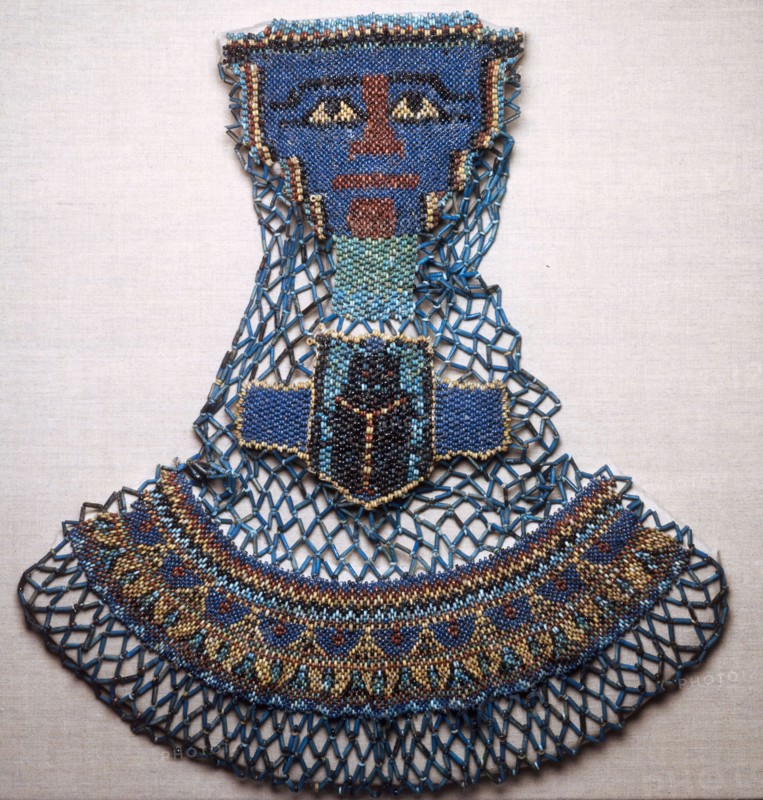 Bead Net Mummy Shroud, Saite Period, Dynasty 26 (664–525 BC), Egyptian, Egypt, Faience beads, 45.7 × 40 × 3.8 cm (18 × 15 3/4 × 1 1/2 in.)
