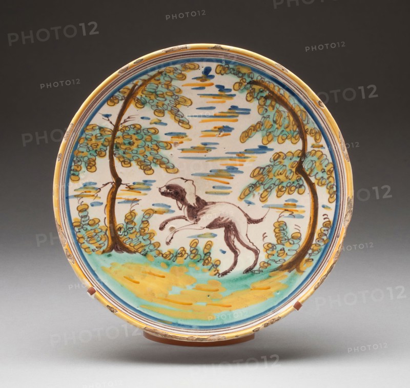 Charger, 17th century, Talavera de la Reina Potteries, Spanish, founded mid-16th century, Spain, Tin-glazed earthenware, 5.1 × 26.7 cm (2 × 10.5 in.)
