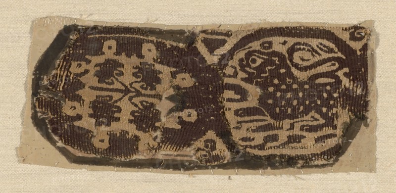 Border, Roman period (30 B.C.– 641 A.D.), 5th century, Coptic, Egypt, probably Akhmin, Egypt, Linen and wool, slit tapestry weave, 15.2 × 6.4 cm (6 × 2 1/2 in.)