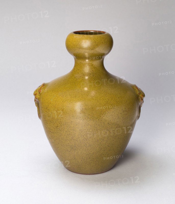 Vase with Animal Handles, Qing dynasty (1644–1911), Yongzheng reign mark and period (1723–35), China, Porcelain with tea dust glaze, H. 20.7 cm (8 1/8 in.), diam. 16.7 cm (6 9/16 in.)