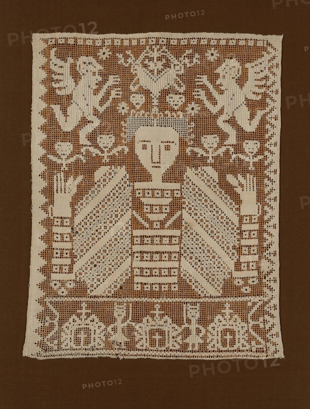 Panel, 1601/25, Italy, Linen, plain weave, drawn work embroidered in darning, hem, overcast, and Russian overcast stitches, 44.4 x 55.8 cm (17 1/2 x 22 in.)