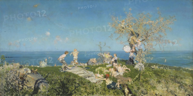 Springtime and Love, 1878, Francesco Paolo Michetti, Italian, 1851-1929, Italy, Oil on canvas, 94.6 × 184.3 cm (37 1/2 × 72 3/4 in.)