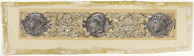 What Wreath for Lamia? What for Lycius? What for the Sage, 1885/88, Will Hicock Low, American, 1853-1932, United States, Black, gray and white gouache on cream card (discolored to tan), 105 x 376 mm