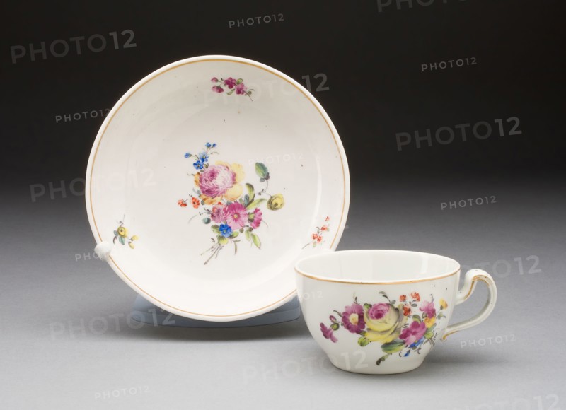 Cup and Saucer, 1778/86, Netherlands, The Hague, Hague, The, Porcelain, polychrome enamels, and gilding, Cup: H. 4.5 cm (1 3/4 in.), diam. 9.2 cm (3 5/8 in.), Saucer: H. 2.9 cm (1 1/8 in.), diam. 13 cm (5 1/8 in.)