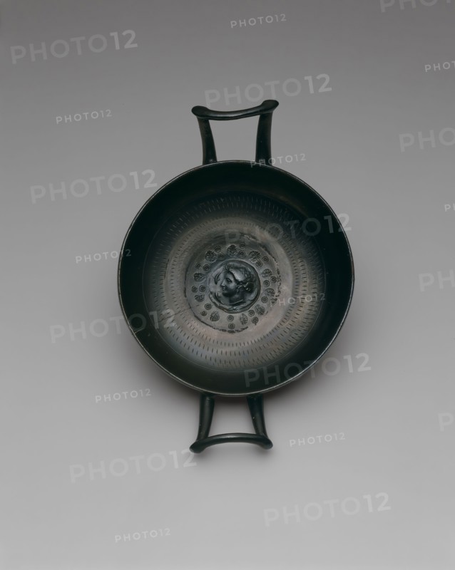Stemless Kylix (Drinking Cup), 300/200 BC, Greek, Campania, Italy, Cales, terracotta, Calenian relief ware, 6.8 × 19 × 12.9 cm (2 5/8 × 7 1/2 × 5 1/8 in.)