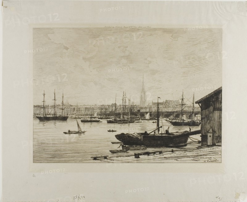 At Bordeaux, n.d., Maxime Lalanne, French, 1827-1886, France, Etching on Japanese paper