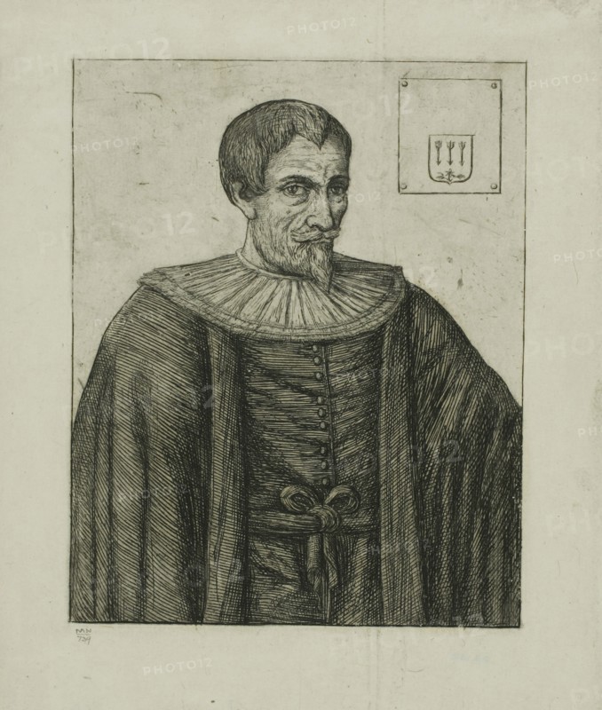 Portrait of Jean Besly, Historian, 1861, Charles Meryon (French, 1821-1868), after Jaspar de Isaac (Dutch, died 1654), France, Etching on grayish ivory laid chine, 112 × 89 mm (image), 145 × 121 mm (plate), 166 × 135 mm (sheet)