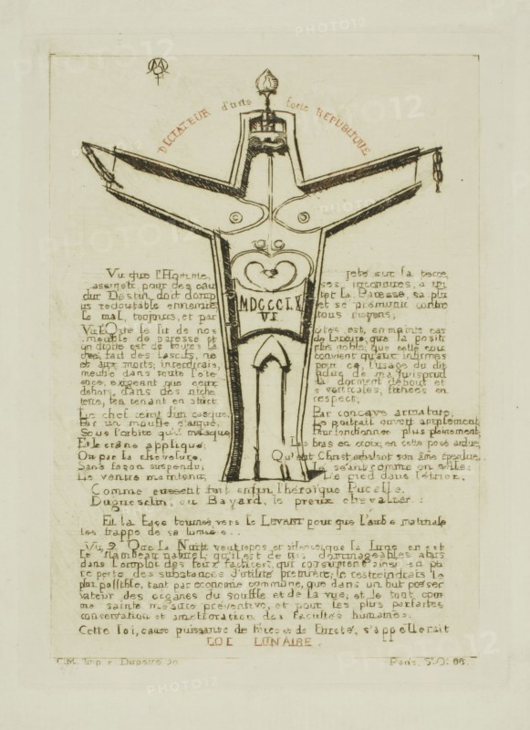 Lunar Law, No. 2, 1866, Charles Meryon, French, 1821-1868, France, Etching in warm black with some printing à la poupée in red ink, on ivory laid paper, 122 × 90 mm (image), 122 × 90 mm (plate), 158 × 109 mm (sheet)