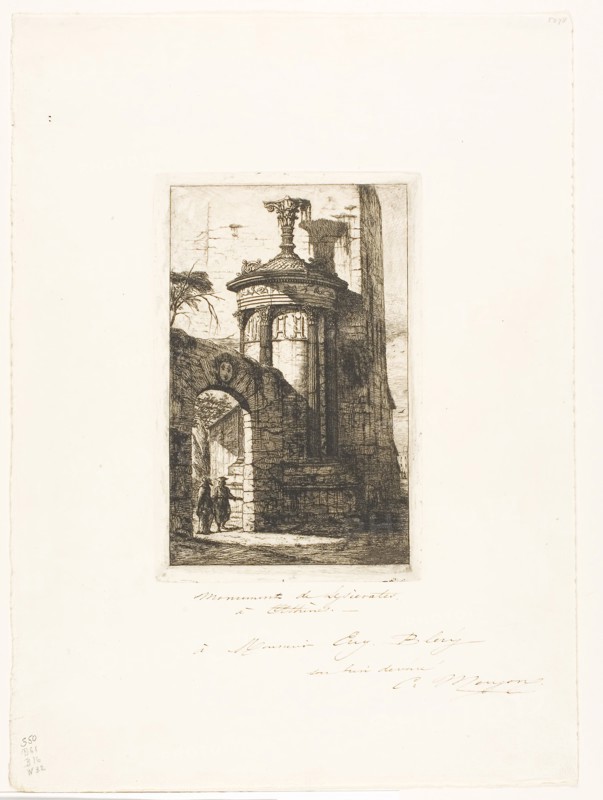 Entrance to the French Capuchin Monastery in Athens, 1854, Charles Meryon (French, 1821-1868), after Jacques Le Bas (French, 1707-1783), France, Etching and drypoint on ivory laid paper, 190 × 125 mm (image), 190 × 125 mm (plate), 361 × 265 mm (sheet)