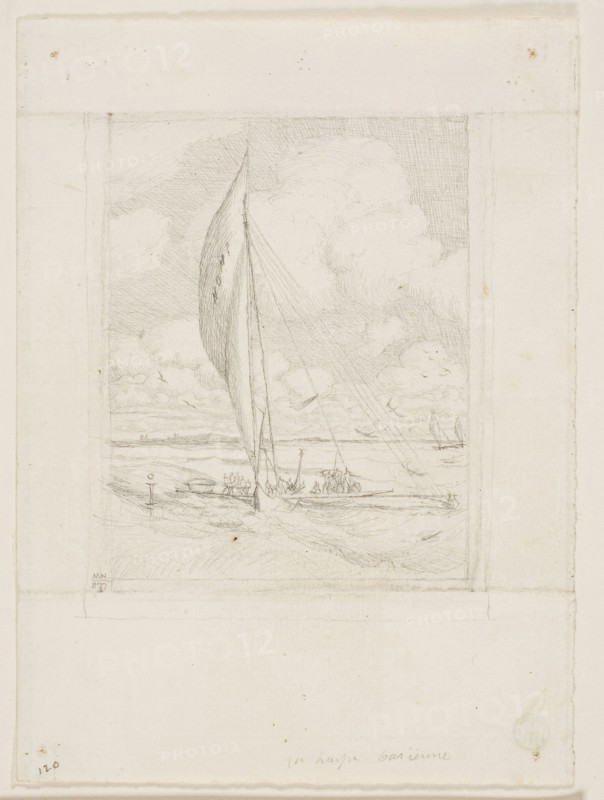 Swift-Sailing Proa, Mulgrave Archipelago, Oceania, 1866, Charles Meryon, French, 1821-1868, France, Graphite on ivory laid paper, 156 × 114 mm
