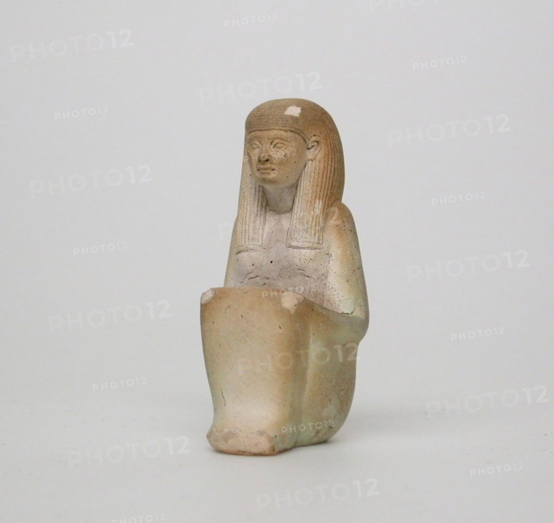 Statuette of the Goddess Maat, New Kingdom, Dynasty 18 or earlier (1623–1293 BC), Egyptian, Egypt, Ceramic, 6.4 × 3.2 × 3 cm (2 1/2 × 1 1/4 × 1 3/16 in.)