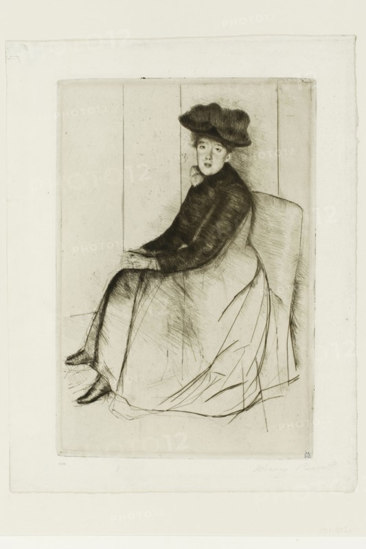 Reflection, c. 1890, Mary Cassatt, American, 1844-1926, United States, Etching in dark brown ink on ivory laid paper, 260 x 177 mm (image/plate), 310 x 239 mm (sheet)