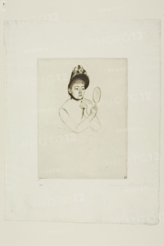 The Bonnet, c. 1891, Mary Cassatt, American, 1844-1926, United States, Etching in dark brown ink on ivory laid paper, 185 x 137 mm (image/plate), 312 x 237 mm (sheet)