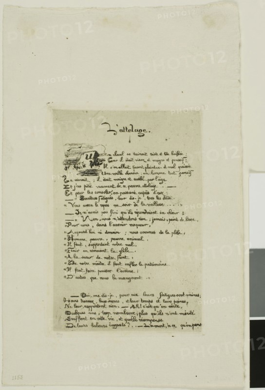 The Ploughman and His Horse, 1854, Charles Meryon (French, 1821-1868), printed by Auguste Péquégnot (French, 1819-1870), France, Reproduction of an etching on ivory laid paper, 131 × 87 mm (image), 136 × 94 mm (plate), 226 × 143 mm (sheet)