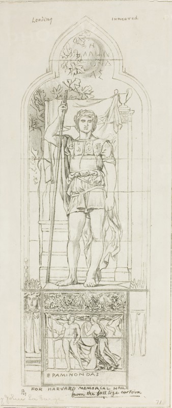 Study for a Stained Glass Window, c. 1875, John La Farge, American, 1835-1910, United States, Black crayon on ivory laminate board, 308 x 131 mm