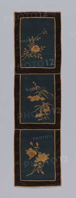 Panel (Furnishing Fabric), Qing dynasty (1644–1911), 1875/1900, China, Silk, tapestry weave, k'o-ssu, 88.2 × 23.6 cm (34 3/4 × 9 1/4 in.)