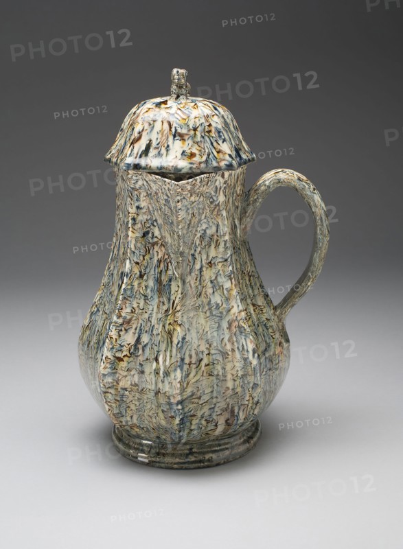 Coffee Pot, 1750/65, England, Staffordshire, Staffordshire, Lead-glazed earthenware (agateware), 27.3 × 19.7 cm (10 3/4 × 7 3/4 in.)