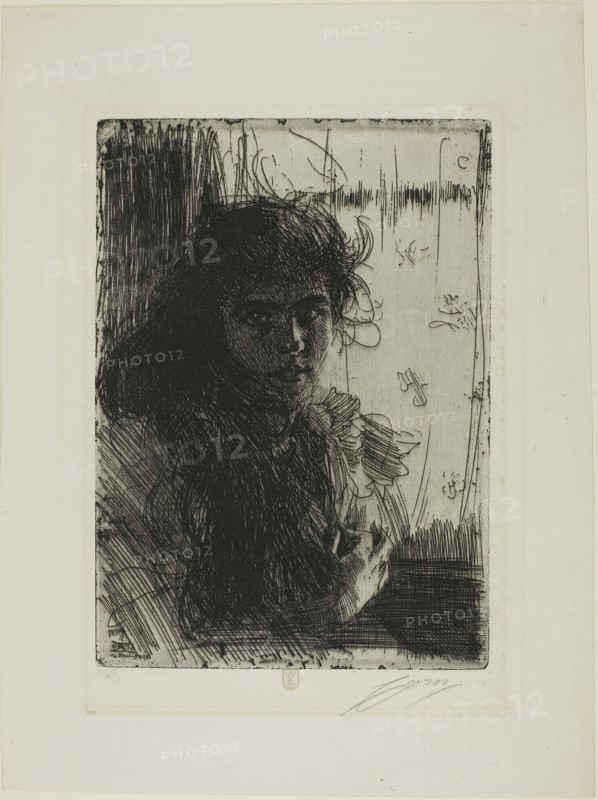 An Irish Girl or Annie, 1894, Anders Zorn, Swedish, 1860-1920, Sweden, Etching on ivory laid paper, 276 x 198 mm (image/plate), 396 x 299 mm (sheet)