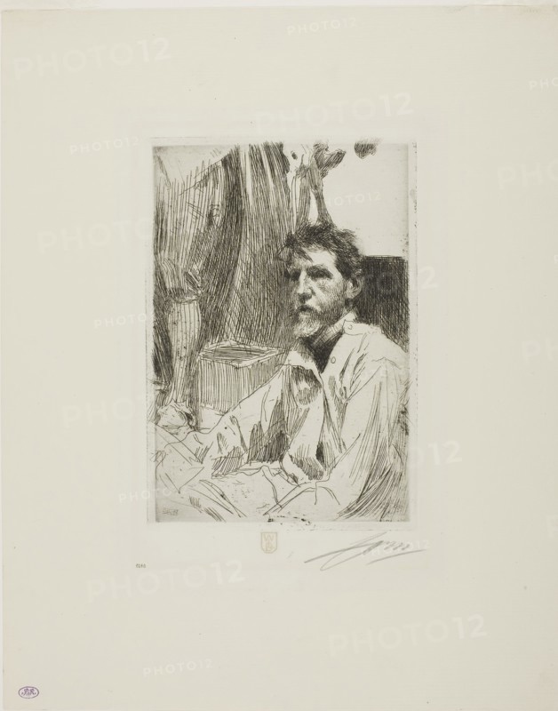 August Saint Gaudens I, 1898, Anders Zorn, Swedish, 1860-1920, Sweden, Etching on ivory laid paper, 190 x 128 mm (image), 198 x 136 mm (plate), 353 x 280 mm (sheet)