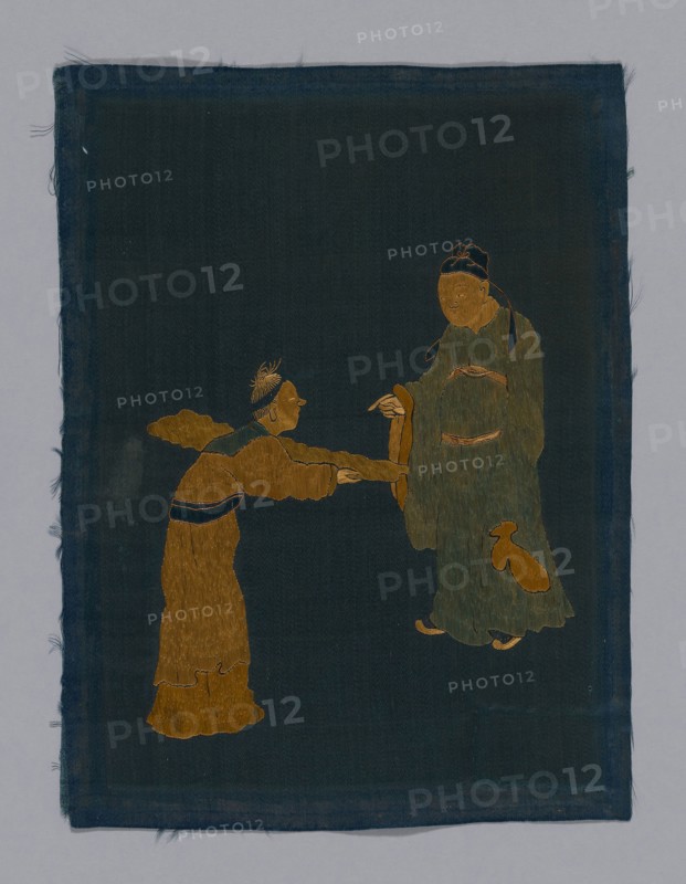 Panel piece, Qing dynasty (1644–1911), 1800/50, China, Satin, with couched cord, 25.8 × 19.3 cm (10 1/8 × 7 1/2 in.)
