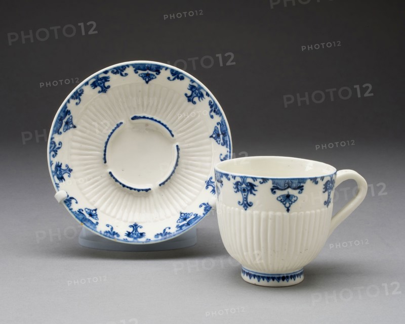 Cup and Saucer, c. 1730, Saint-Cloud Porcelain Manufactory, French, 1666-1766, Saint-Cloud, Soft-paste porcelain with underglaze blue decoration, Cup: H. 7.6 cm (3 in.), diam. 7.9 cm (3 1/8 in.), Saucer: diam. 13.2 cm (5 3/16 in.)