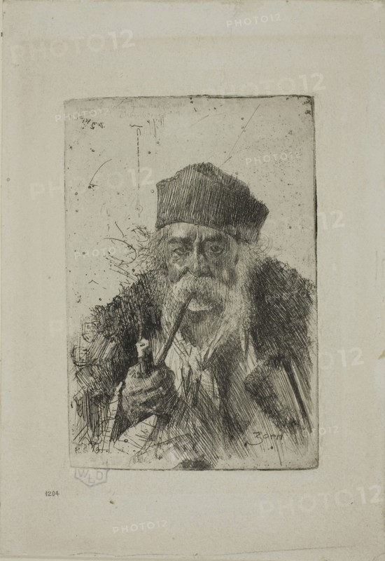 Executioner from Siebenbürgen, 1885, Anders Zorn, Swedish, 1860-1920, Sweden, Etching on ivory wove paper mounted on gray paper, 111 x 75 mm (image/plate), 166 x 115 mm (sheet)