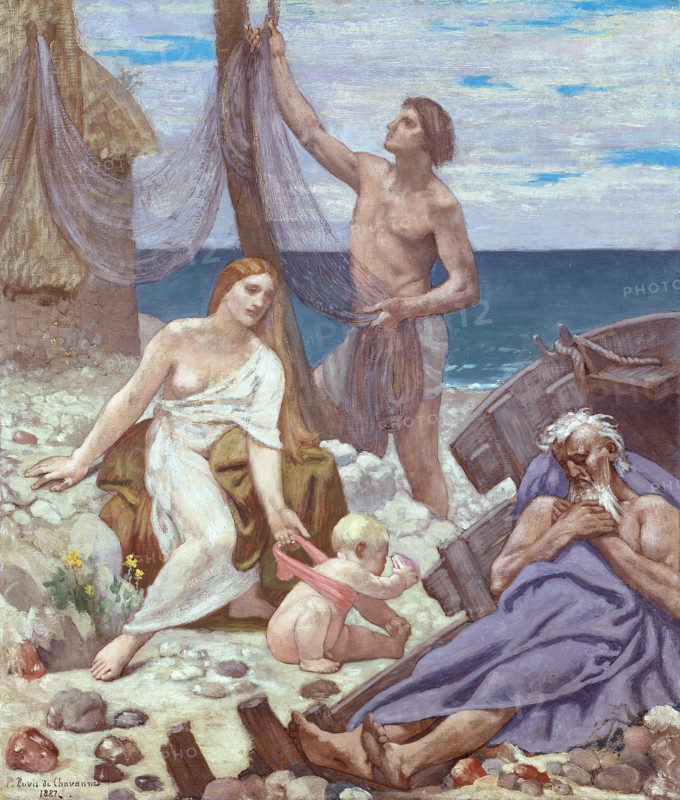 The Fisherman’s Family, 1887, Pierre Puvis de Chavannes, French, 1824–1898, France, Oil on canvas, 82.5 × 71.8 cm (32 1/2 × 28 1/4 in.)