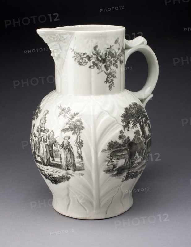 Jug, c. 1775, Worcester Porcelain Factory, Worcester, England, founded 1751, Worcester, Soft-paste porcelain, transfer-printed decoration, 29.2 x 24.2 cm (11 1/2 x 9 1/2 in.)