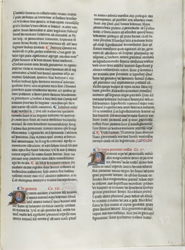 Folio Twelve from Burchard of Sion’s De locis ac mirabilibus mundi, or an Illuminated Geography, c. 1460, French (Paris), written by Burchard of Mount Sion (German, active 13th century), France, Folio from a partial manuscript with decorated letters and other decorations in tempera and gold leaf, and with Latin inscriptions in black and brown ink, ruled in light brown ink, on vellum, 500 × 390 mm (average)