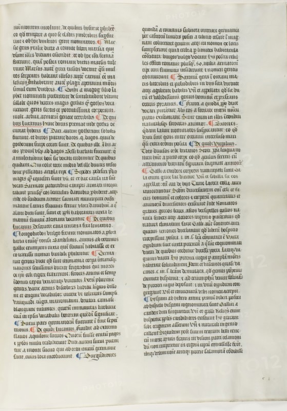Folio Eighteen from Burchard of Sion’s De locis ac mirabilibus mundi, or an Illuminated Geography, c. 1460, French (Paris), written by Burchard of Mount Sion (German, active 13th century), France, Folio from a partial manuscript with decorated letters and other decorations in tempera and gold leaf, and with Latin inscriptions in black and brown ink, ruled in light brown ink, on vellum, 500 × 390 mm (average)