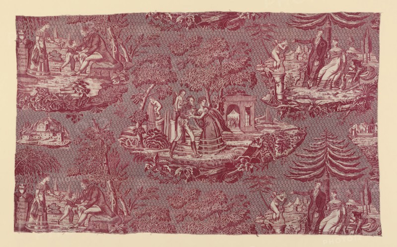 Panel (Furnishing Fabric), c. 1820, Designed by Philippe Wyngaert (Flemish, active c. 1820), France, Munster or Rouen, France, Cotton, plain weave, probably engraved roller printed, 50.9 × 83.8 cm (20 × 33 in.)