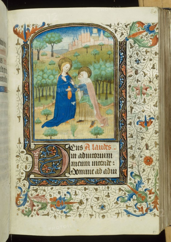 The Annunciation, from a Book of Hours, 1440/45, Workshop of the Master of the Privileges of Ghent and Flanders, Flanders (Ghent or Tournai), Flanders, Manuscript with 230 folios, 12 full-page miniatures and other decorations in gold leaf, tempera and colored inks, and littera textualis inscriptions in Latin and French in dark black ink, ruled in red with red rubrics, on parchment, with two parchment fly leaves upper cover, three parchment fly leaves lower cover, sheets with gilded edges, in modern binding of brown morocco leather over wooden boards, 190 × 135 mm (book), 115 × 100 mm (sheets), Book of Hours, 1480 (17th century binding), French (Bourges), possibly by Jean Colombe (French, flourished 1463-1498), France, Manuscript with 195 folios, 48 full-page miniatures and other decorations in tempera, gold leaf, and black, blue and red ink, with littera textualis inscriptions in Latin and French in light black ink, ruled in red ink, on parchment, bound in dark brown leather, with gold...