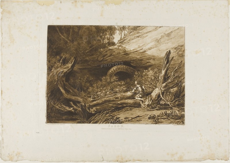 Jason, plate 6 from Liber Studiorum, published 1807, Joseph Mallord William Turner (English, 1775-1851), Engraved by Charles Turner (English, 1773-1857), England, Etching and engraving in brown on ivory wove paper, 182 × 257 mm (image), 209 × 290 mm (plate), 300 × 427.5 mm (sheet)