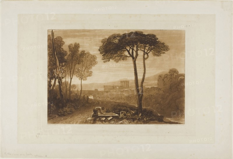 Scene in the Campagna, plate 38 from Liber Studiorum, published February 1, 1812, Joseph Mallord William Turner (English, 1775-1851), Engraved by William Say (English, 1768-1834), England, Etching and engraving in brown on ivory wove paper, 181 × 263 mm (image), 208.5 × 289 mm (plate), 249 × 279 mm (original sheet)
