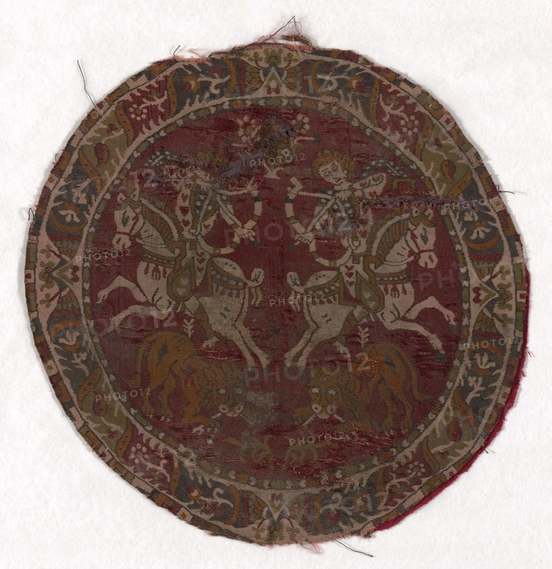 Roundel, 7th century, Iran (Persia, Khorasan), Syria, Silk, plain compound twill weave, 24.1 x 24.1 cm (9 1/2 x 9 1/2 in.)