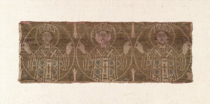Fragment, 16th century, Armenia, Armenia, Silk and gilt-metal-strip-wrapped silk, warp-float faced satin weave with weft-float faced twill interlacings of secondary binding warp and supplementary patterning wefts, 11.7 × 32.8 cm (4 5/8 × 12 7/8 in.)