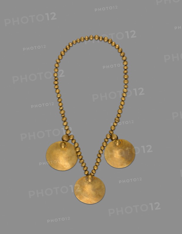 Necklace with Three Round Pendant Disks, A.D. 1000/1400, Near Guayaquil, Ecuador, Ecuador, Gold